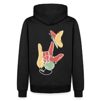 I Love You SIgn Language ASL Retro Boho Aesthetic - Männer Premium Bio Hoodie - Schwarz - Hinten - Nico (187cm)