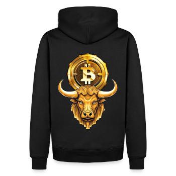 Crypto Bull Funny Cryptocurrency Trading - Männer Premium Bio Hoodie - Schwarz - Hinten - Nico (187cm)