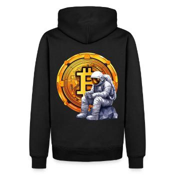 Astronaut Crypto Funny Cryptocurrency Trader - Männer Premium Bio Hoodie - Schwarz - Hinten - Nico (187cm)