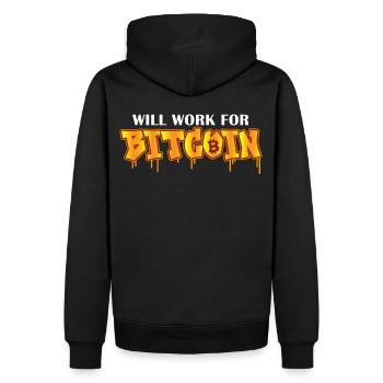 Will Work For Bitcoin Funny Cryptocurrency Bitcoin - Männer Premium Bio Hoodie - Schwarz - Hinten - Nico (187cm)