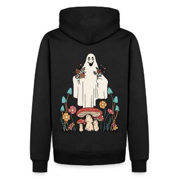 Frohe Natur Gespenst Flora Herbst Halloween - Männer Premium Bio Hoodie - Schwarz - Hinten - Nico (187cm)