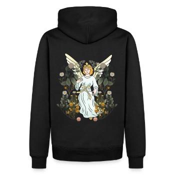 Frühling Natur Engel Blumen Blüten Flora Botanik - Männer Premium Bio Hoodie - Schwarz - Hinten - Nico (187cm)