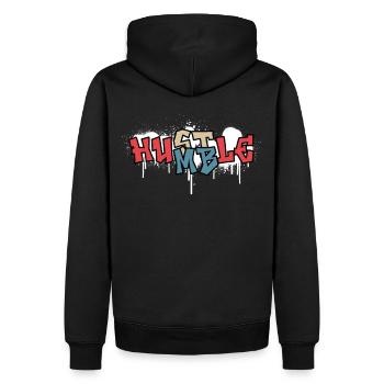 Hustle Humble Funny Graffiti Text Urban Street Sty - Männer Premium Bio Hoodie - Schwarz - Hinten - Nico (187cm)