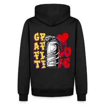 Graffiti Love Retro 80s 90s Hip Hop Urban Street - Männer Premium Bio Hoodie - Schwarz - Hinten - Nico (187cm)