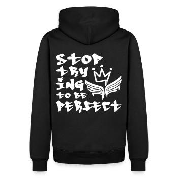 Positive Quote Graffiti Style 80s 90s Hip Hop - Männer Premium Bio Hoodie - Schwarz - Hinten - Nico (187cm)