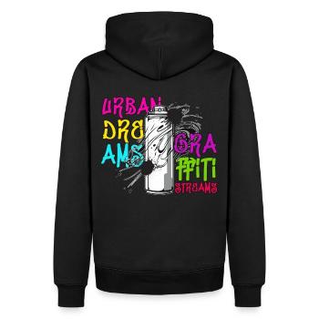 Funny Graffiti urban Street Hip Hop Retro 80s 90s - Männer Premium Bio Hoodie - Schwarz - Hinten - Nico (187cm)