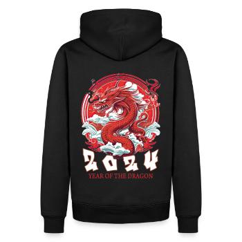 Traditional Chinese Dragon Zodiac Sign Astrology - Männer Premium Bio Hoodie - Schwarz - Hinten - Nico (187cm)