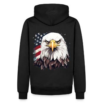 Patriotic Animal Bald Eagle US American Flag - Männer Premium Bio Hoodie - Schwarz - Hinten - Nico (187cm)
