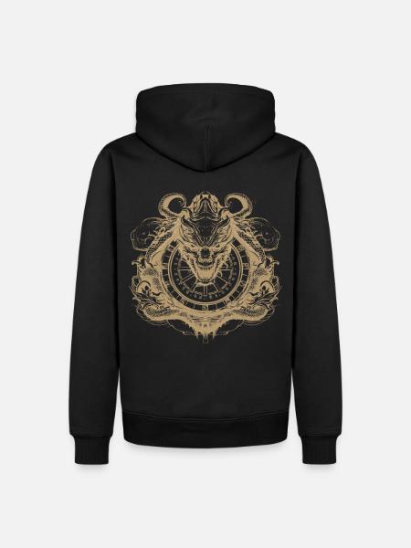 Ancient Compass Dragon Sculptured Navigation - Männer Premium Bio Hoodie - Schwarz