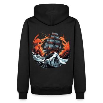 Sailing Pirate Ship Storm Sea Waves Captain Boat - Männer Premium Bio Hoodie - Schwarz - Hinten - Nico (187cm)