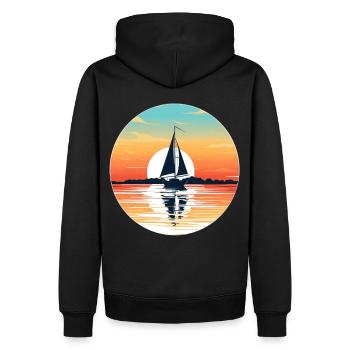 Sailboat In The Sea Retro Sunset Sailing Boat Boat - Männer Premium Bio Hoodie - Schwarz - Hinten - Nico (187cm)