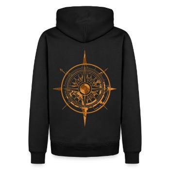 Vintage Grunge Compass Abstract Rustic Illustratio - Männer Premium Bio Hoodie - Schwarz - Hinten - Nico (187cm)