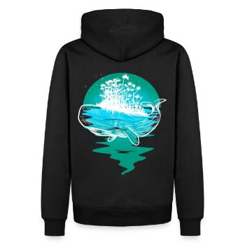 baleine, océan, poisson, poisson, mammifères marins - Sweat à capuche Premium bio Homme - noir - Dos - Nico (187cm)