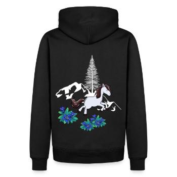 Cheval, Nature, Montagnes, Cheval Sauvage, Poney - Sweat à capuche Premium bio Homme - noir - Dos - Nico (187cm)