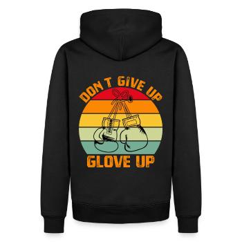 Gib Glove up Boxing nicht auf - Männer Premium Bio Hoodie - Schwarz - Hinten - Nico (187cm)