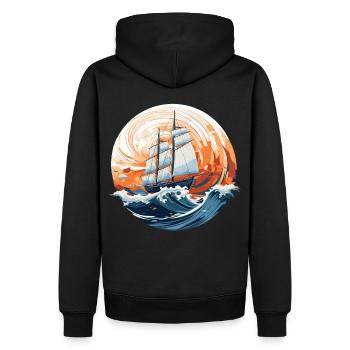 Sailing Boat Ocean Wave Pirate Ship Captain Boatin - Männer Premium Bio Hoodie - Schwarz - Hinten - Nico (187cm)