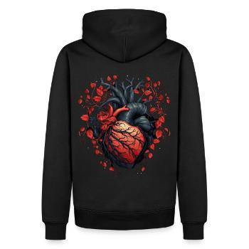 Gothic Heart Floral Anatomy Witchcraft Valentines - Männer Premium Bio Hoodie - Schwarz - Hinten - Nico (187cm)