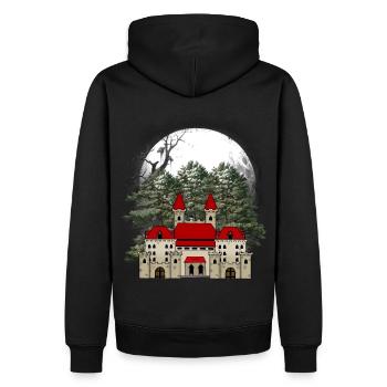 Château, Conte de fées, Château, Forteresse, Moyen Âge, Roi - Sweat à capuche Premium bio Homme - noir - Dos - Nico (187cm)