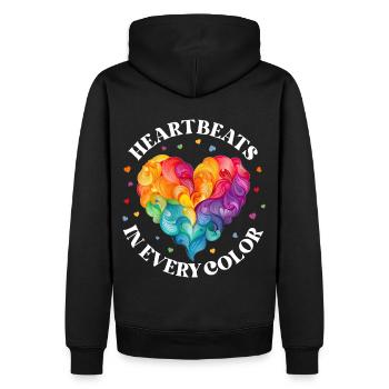 Colorful Rainbow Heart LGBT Valentines Day Pride - Männer Premium Bio Hoodie - Schwarz - Hinten - Nico (187cm)