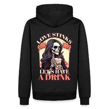 Love Stinks Skeleton Coffee Love Horror Valentines - Männer Premium Bio Hoodie - Schwarz - Hinten - Nico (187cm)