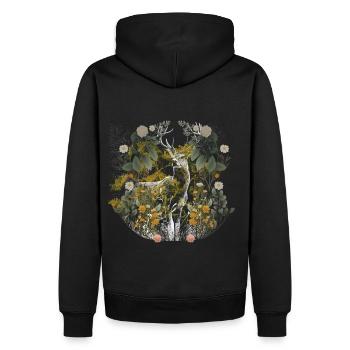 nature, cerf, bois, cerf élaphe, animal de la forêt, Suède, chevreuil - Sweat à capuche Premium bio Homme - noir - Dos - Nico (187cm)