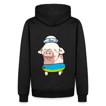 Matrose Seemann Ferkel Schwein Kapitän Ahoi Sau - Männer Premium Bio Hoodie - Schwarz - Hinten - Nico (187cm)