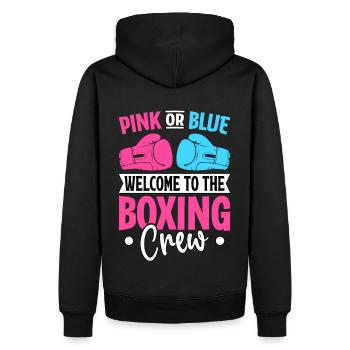 Pink oder Blau, willkommen in der Boxcrew - Männer Premium Bio Hoodie - Schwarz - Hinten - Nico (187cm)