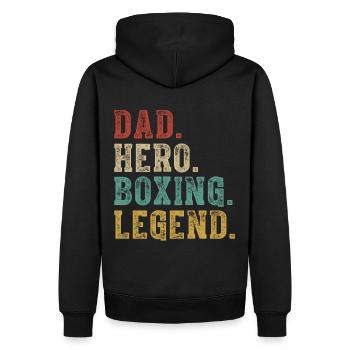 Papa Held Boxlegende - Männer Premium Bio Hoodie - Schwarz - Hinten - Nico (187cm)