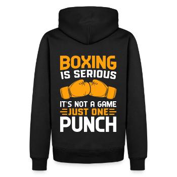 La boxe est sérieuse, ce n’est pas un jeu, juste un coup de poing - Sweat à capuche Premium bio Homme - noir - Dos - Nico (187cm)