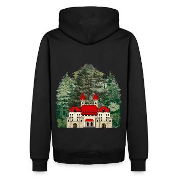 Burg Märchen Schloss Wald Festung Mittelalter - Männer Premium Bio Hoodie - Schwarz - Hinten - Nico (187cm)