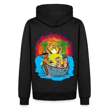 Expédition dans les mers du Sud, Voyage, Aventure, Cacahuètes, Ahoy - Sweat à capuche Premium bio Homme - noir - Dos - Nico (187cm)