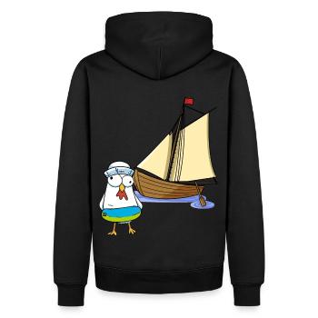 Hühner Matrosen Boot Meer See Segelboot Ahoi Kind - Männer Premium Bio Hoodie - Schwarz - Hinten - Nico (187cm)