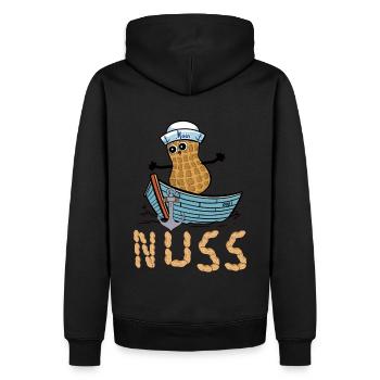 Erdnuss Seemann Deutschland Boot Nuss Matrose Ahoi - Männer Premium Bio Hoodie - Schwarz - Hinten - Nico (187cm)