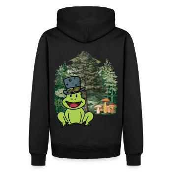 Habitant de la forêt, crapaud, chapeau, grenouille, animaux de la forêt, enfant - Sweat à capuche Premium bio Homme - noir - Dos - Nico (187cm)