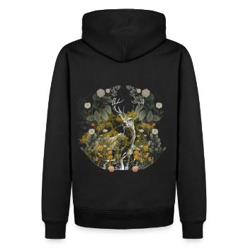 Waldtiere Hirsch Elch Schweden Wild Wald Natur - Männer Premium Bio Hoodie - Schwarz - Hinten - Nico (187cm)