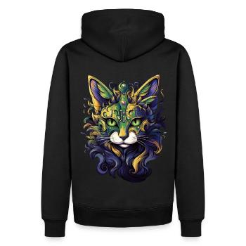 Feline Cat Mardi Gras Vintage Masquerade Carnival - Männer Premium Bio Hoodie - Schwarz - Hinten - Nico (187cm)
