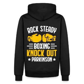 Rock Steady Boxing Knock Out Parkinson - Men’s Premium Organic Hoodie - black - Back - Nico (187cm)