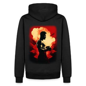 Boxe - Sweat à capuche Premium bio Homme - noir - Dos - Nico (187cm)
