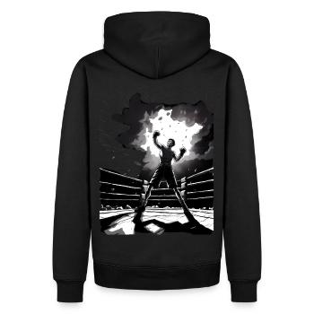 Boxe - Sweat à capuche Premium bio Homme - noir - Dos - Nico (187cm)