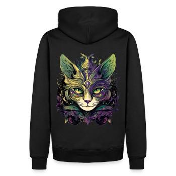 Mardi Gras Cat Feline Masquerade Carnival Parade - Männer Premium Bio Hoodie - Schwarz - Hinten - Nico (187cm)