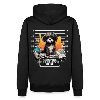 Cute Shih Tzu Mug Shot Funny Prisoner Dog Lover - Männer Premium Bio Hoodie - Schwarz - Hinten - Nico (187cm)