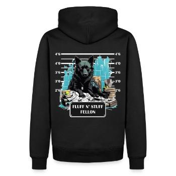 Fluff and Stuff Felon Schipperke Dog Mug Shot - Männer Premium Bio Hoodie - Schwarz - Hinten - Nico (187cm)