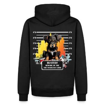 Funny Cute Puppy Terrier Dog Mug Shot Graffiti - Männer Premium Bio Hoodie - Schwarz - Hinten - Nico (187cm)