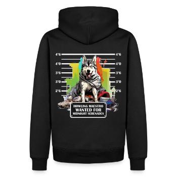 Wolf Dog Mug Shot Husky Prisoner Arrest Portrait - Männer Premium Bio Hoodie - Schwarz - Hinten - Nico (187cm)