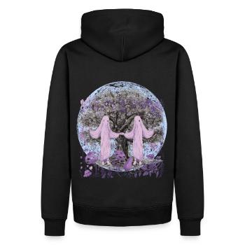 Printemps, Nature, Esprits, Danse, Fantaisie, Écologie, Flore - Sweat à capuche Premium bio Homme - noir - Dos - Nico (187cm)