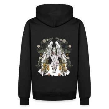 Angel Nature Flowers Flora Botany Spring Retro - Men’s Premium Organic Hoodie - black - Back - Nico (187cm)