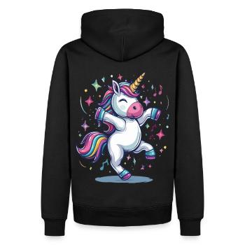 Une licorne de dessin animé dansant des claquettes - Sweat à capuche Premium bio Homme - noir - Dos - Nico (187cm)