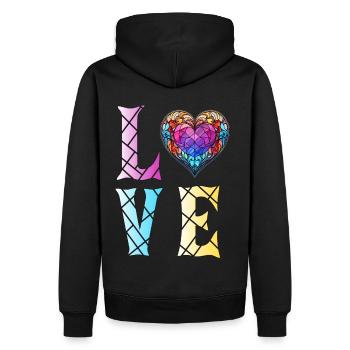 Geometric Heart Mosaic Stained Glass Artist - Männer Premium Bio Hoodie - Schwarz - Hinten - Nico (187cm)