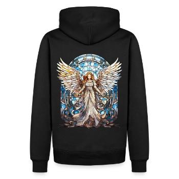 Stained Glass Angel Vintage Mosaic Spiritual - Männer Premium Bio Hoodie - Schwarz - Hinten - Nico (187cm)