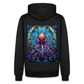 Geometric Aquatic Octopus Stained Glass Mosaic - Männer Premium Bio Hoodie - Schwarz - Hinten - Nico (187cm)